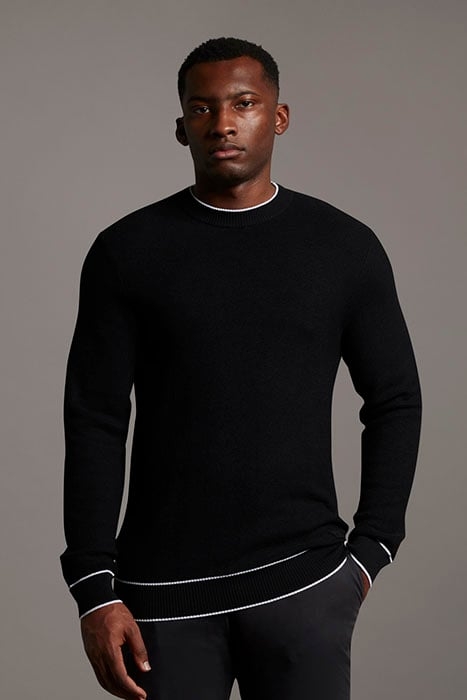 BLACK EAGLE TEXTURE KNIT CREW NECK JET BLACK 2
