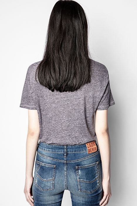 AMBER WORD LINEN T-SHIRT BLUEBERRY 3