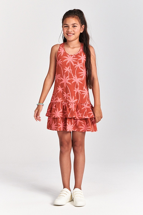 GIRLS SAMOA DRESS VACATION PALM SPICE ROUTE BROWN 5
