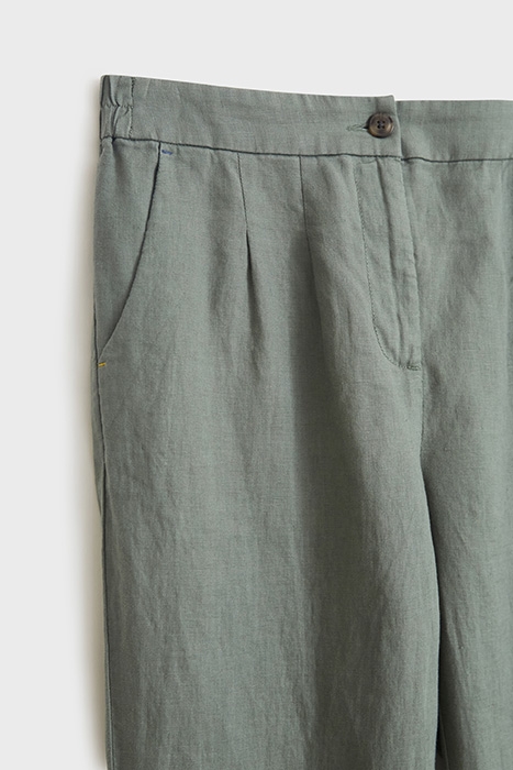 MADDIE LINEN TROUSER KHAKI GRN 5
