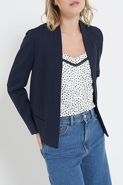 MINIMALIST NAVY JACQUARD KNIT SUIT JACKET 1
