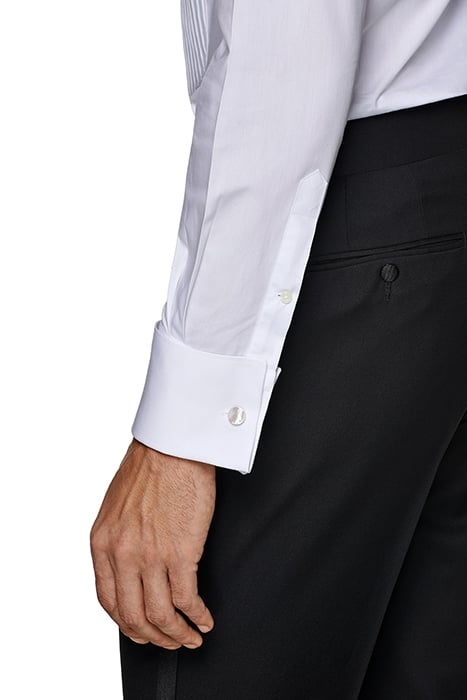 WHITE PLEATED SLIM FIT TUXEDO SHIRT 8