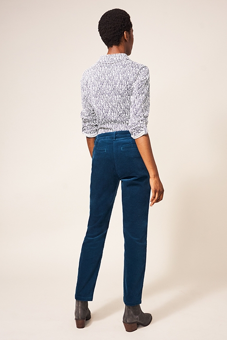 SIENNA STRETCH VELVET TROUSERS DK TEAL 2