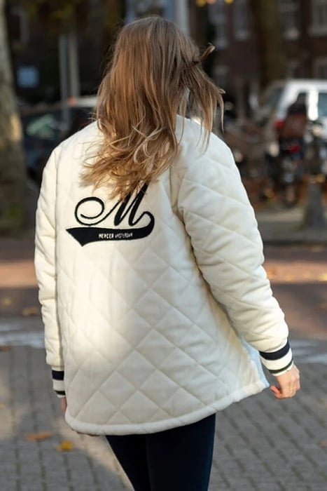 THE MERCER-QUILTED VARSITY WOOL - UNISEX CRÈME 3