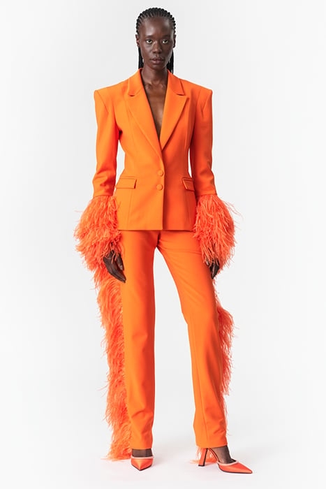 FEATHER-TRIMMED PANTS VIBRANT ORANGE 1