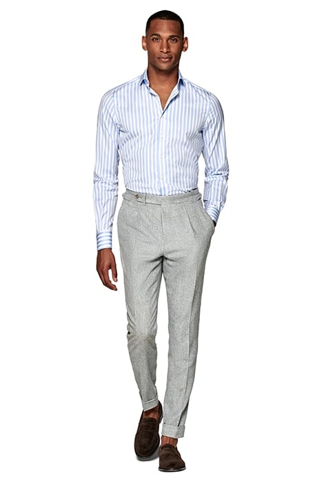 LIGHT BLUE STRIPED TWILL EXTRA SLIM FIT SHIRT 3