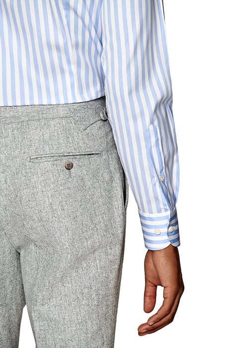 LIGHT BLUE STRIPED TWILL EXTRA SLIM FIT SHIRT 7