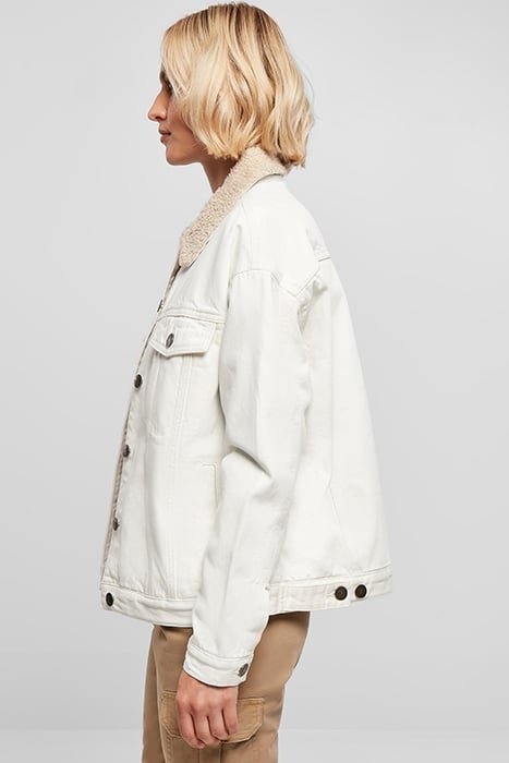 LADIES OVERSIZED SHERPA DENIM JACKET OFFWHITE RAW 6