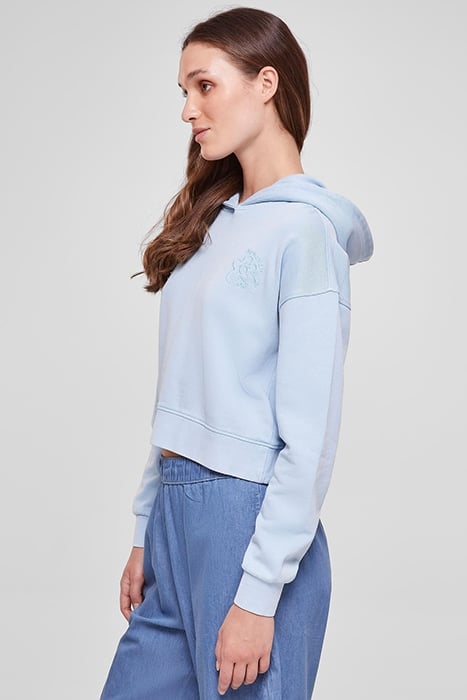 LADIES SHORT FLOWER EMBROIDERY TERRY HOODY BALTICBLUE 7