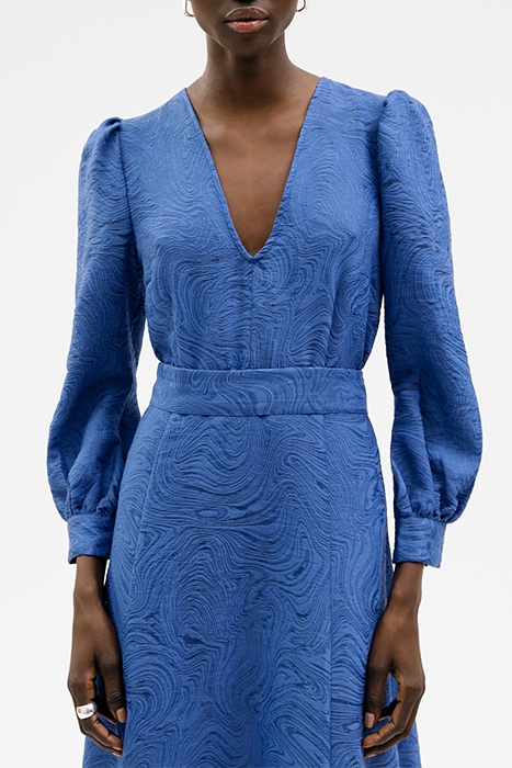 NICOLIN LONG MIDI LENGTH DEEP V-NECK DRESS OCEAN BLUE 5