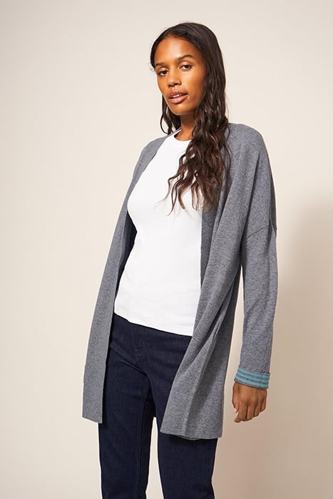 LAURA LONGLINE CARDI GREY MARL 3