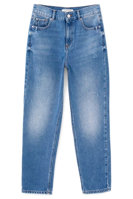 BLUE WATERLESS CROPPED LOW-WAIST BOYFRIEND JEANS 4