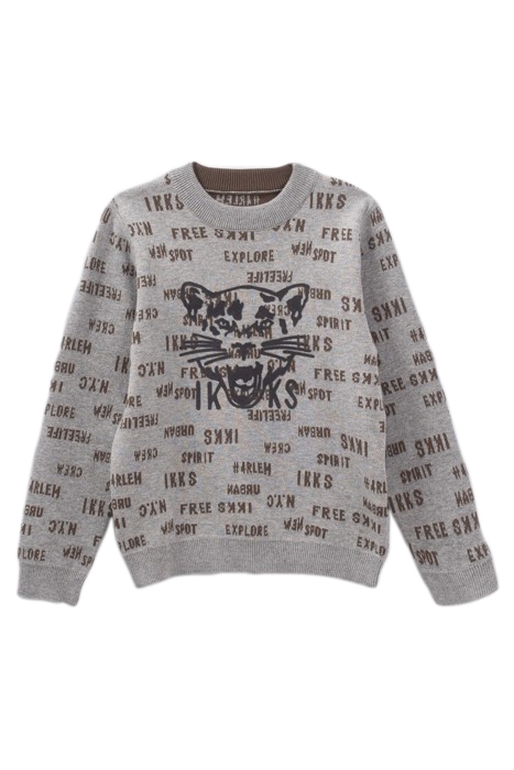 BOYS’ KHAKI/GREY JACQUARD LETTER REVERSIBLE SWEATER 1