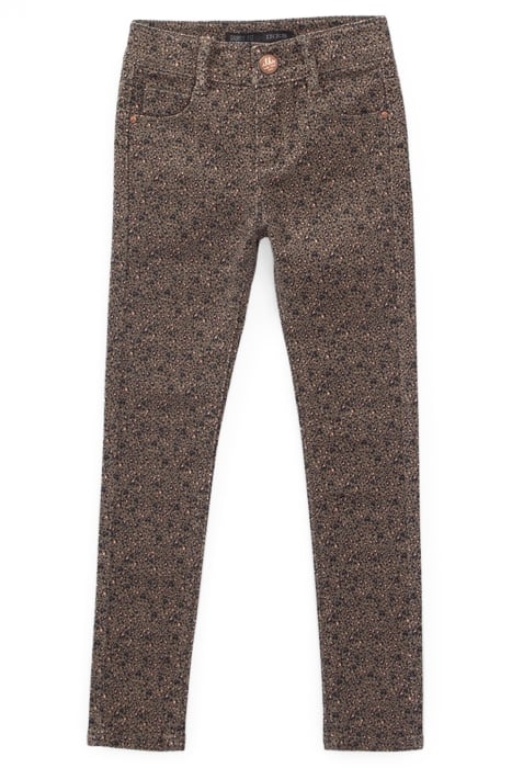 GIRLS’ KHAKI LEOPARD-HEART PRINT SKINNY JEANS 1