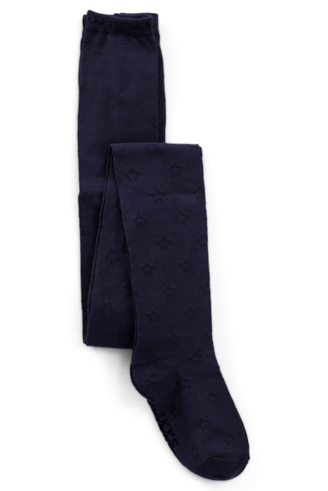 GIRLS’ NAVY OPENWORK KNIT TIGHTS WITH STAR MOTIFS 1