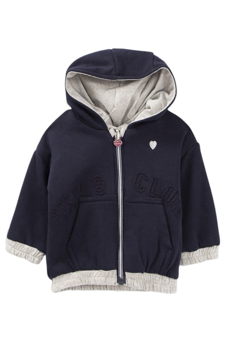 BABY GIRLS’ GREY LUREX/NAVY CARDIGAN 1
