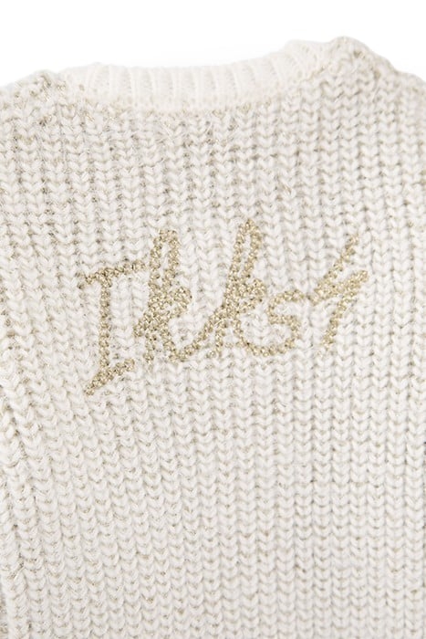 BABY GIRLS’ ECRU KNIT CARDIGAN WITH GOLD LUREX JACQUARD 8
