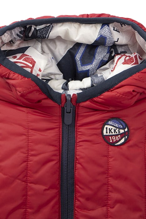 BABY BOYS’ GREY PRINT/RED REVERSIBLE PADDED JACKET 6