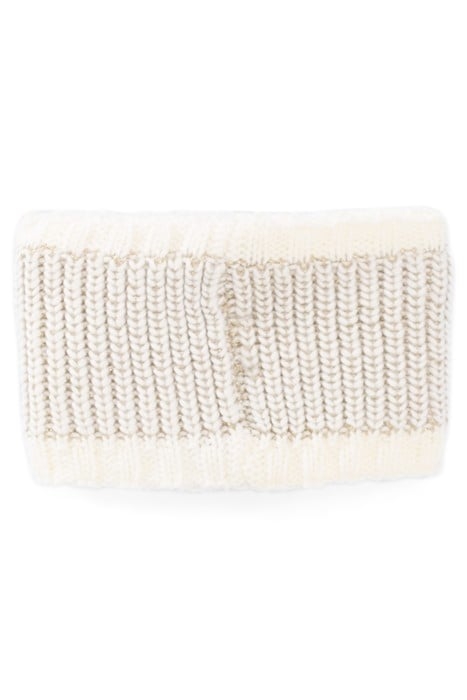 BABY GIRLS’ ECRU KNIT SNOOD, GOLD LUREX & LIGHTNING BADGE 2