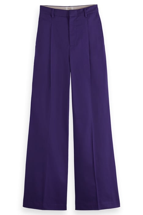 ROSE - PLEATED HIGH RISE WIDE LEG CHINO PANTS AUBERGINE 1