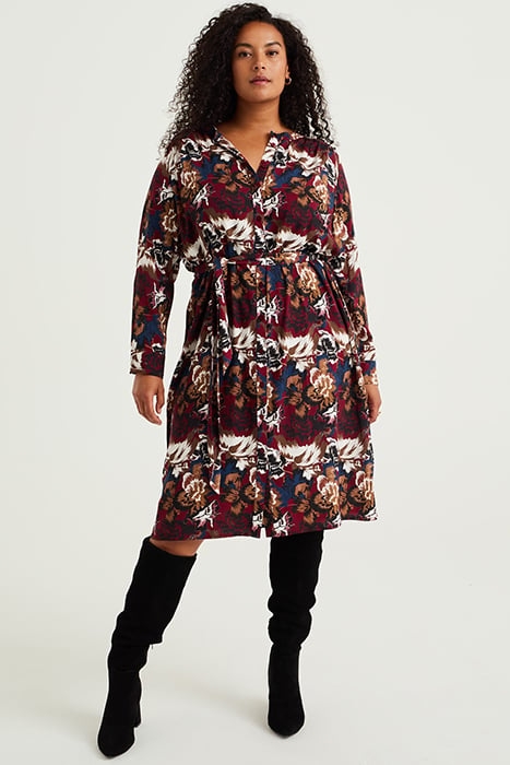 DRESS MID LENGTH BURGUNDY RED 1