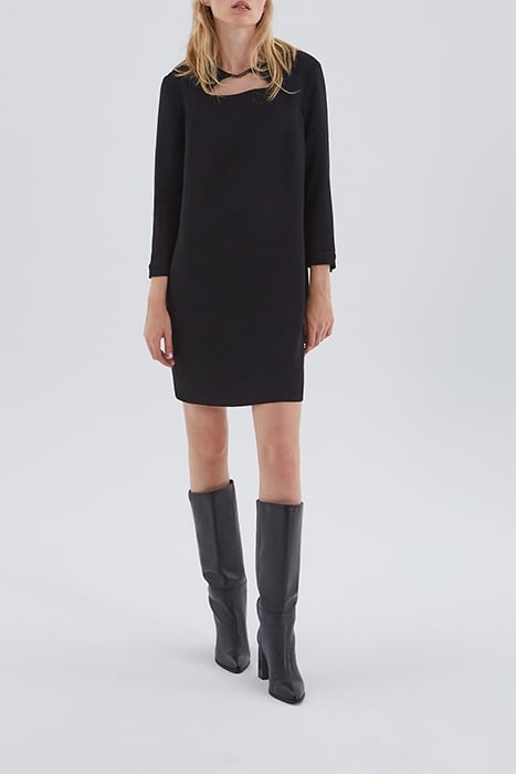 BLACK DRESS WITH METAL CHAIN ON FRONT BLACK 3