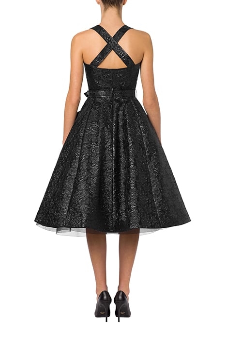 DRESS WITH MAXI FLORAL JACQUARD BOW BLACK 2