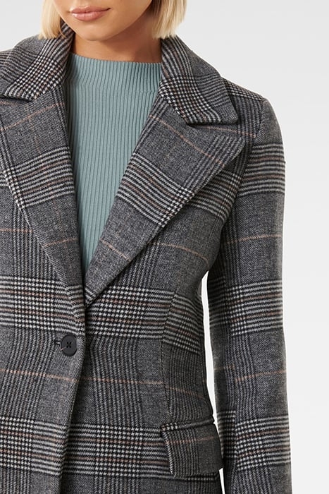 ARCHIE FITTED CHECK COAT GREY CHECK 5