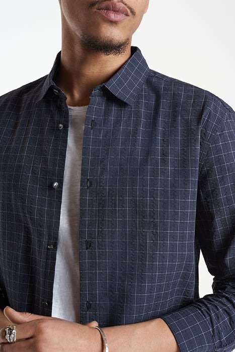 SLIM FIT SPORT SHIRT WITH SHANK BUTTONS INK BLUE 3