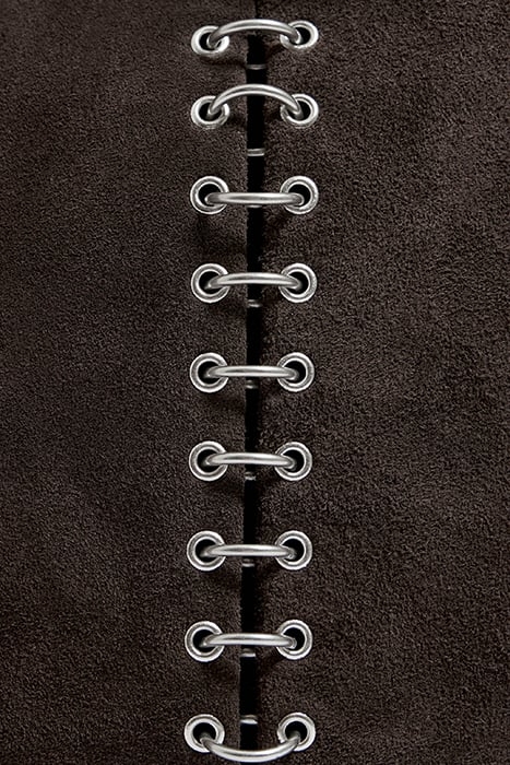 L CHARCOAL SPLIT LEATHER SHOPPER BAG 3