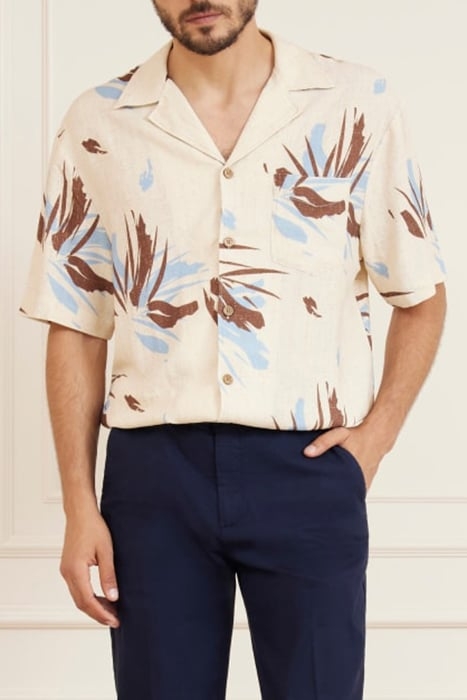 BILLY BOWLING SHIRT BROWN BLUE CASUAL ABSTRACT 1