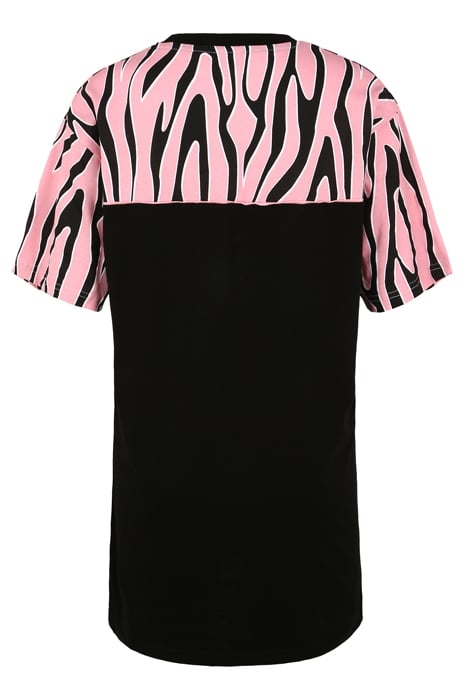 EMER BLOCKED TEE DRESS BLACK-PEONY ALLOVER-BRIGHT WHITE 2