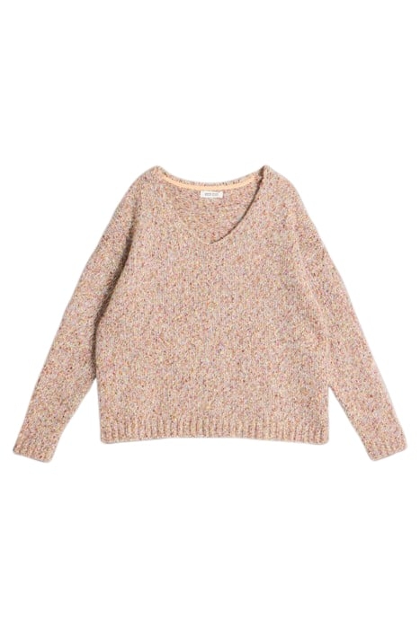 TEXTURED V NECK JUMPER NATURAL MULTI 2