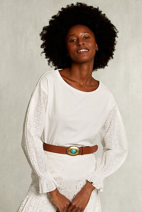 OFF WHITE T-SHIRT LONG SLEEVES BRODERIE ANGLAISE WHITE 1