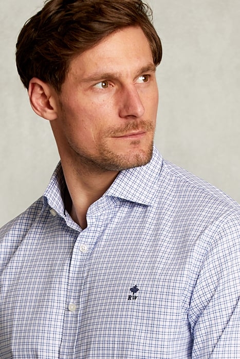 CUSTOM FIT CHECKED SHIRT BLUE/WHITE BLUE 4