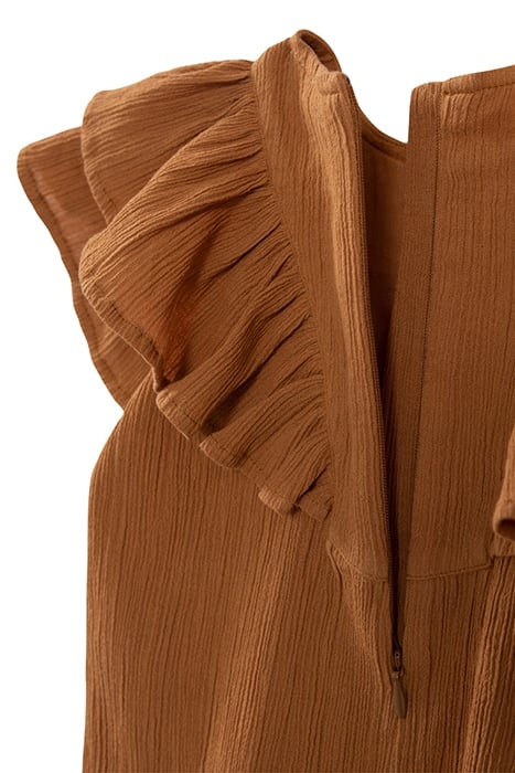 BABY GIRLS’ CAMEL DRESS WITH RUFFLED & EMBROIDERED DICKEY 4