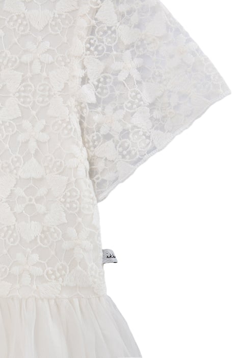 GIRLS’ WHITE MIXED-FABRIC DRESS WITH LACE AND TULLE 5