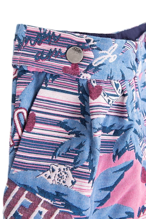GIRLS’ WHITE PALM TREE-LEOPARD JACQUARD SHORTS 4