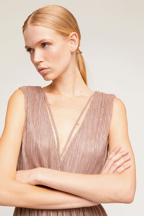 LONG ELEGANT LUREX DRESS PINK 5