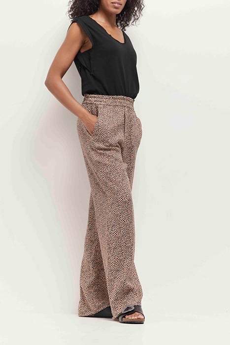 PRIMA - FLUID SAND TROUSERS WITH MINI GIRAFFE PRINT 3