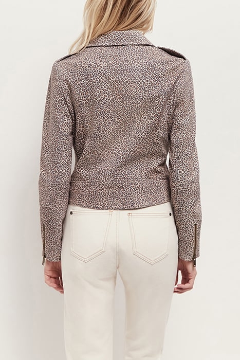 DEAN - LEOPARD PRINT BIKER SAND JACKET 2