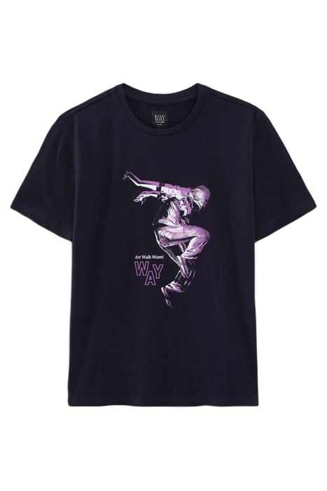 BOYS' NAVY ORGANIC COTTON T-SHIRT, DANCER IMAGE 1