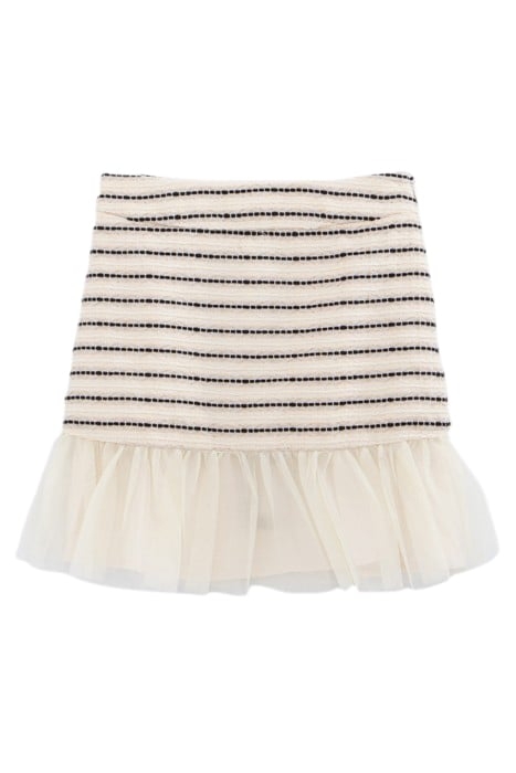 GIRLS’ ECRU SKIRT WITH STRIPED JACQUARD MOTIF 1