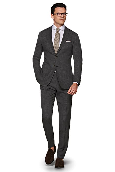 DARK GREY CHECKED BRESCIA TROUSERS by Suitsupply