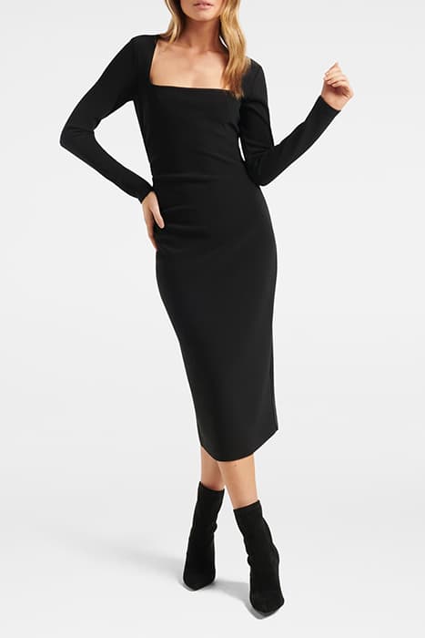 CLIO LONG SLEEVE MIDI DRESS BLACK by Forever New