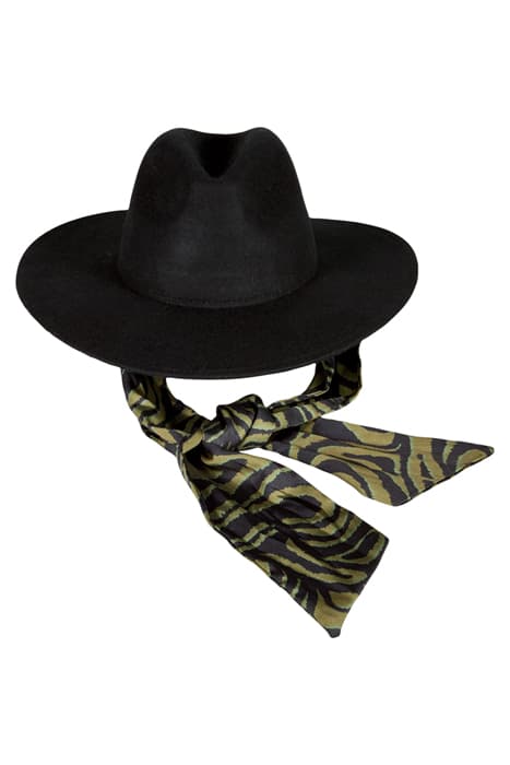 WOOL HAT WITH PRINTED SCARF BLACK by Scotch & Soda