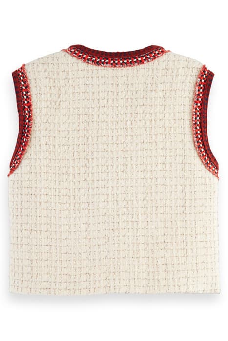 CROPPED GILET IN WOOL BLEND AGED WHITE MELANGE by Scotch & Soda