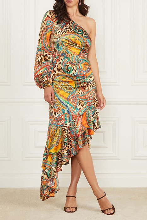 TRICIA RUFFLE DRESS PHOENIX RISING PRINT by Marciano by Guess