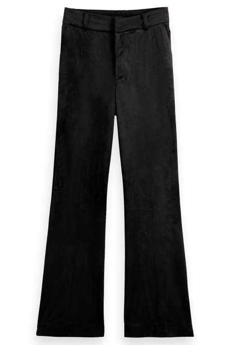 VELVET HIGH-RISE FLARED TROUSERS BLACK by Scotch & Soda