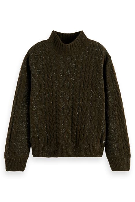 KNITTED LUREX WOOL BLEND PULLOVER DARK OLIVE MEL by Scotch & Soda